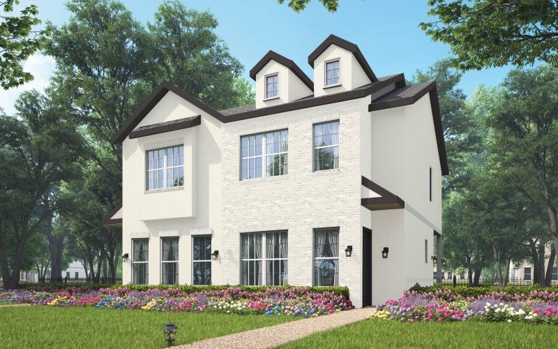 a large house with a garden in front of it